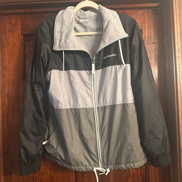 Columbia Black and Gray Windbreaker Jacket Size L - Picture 1 of 4